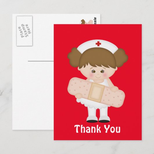 Dank u Nurse cartoon briefkaart (Voorkant / Achterkant)