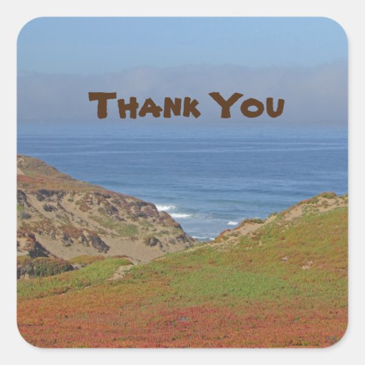 Dank u Ocean Landscape Foto Beach appreciation Vierkante Sticker (Voorkant)