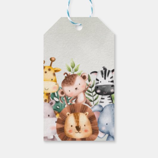 Dank u Oerwoud Safari Animal Baby shower Cadeaulabel (Achterkant)