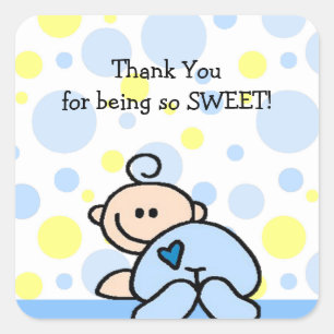Dank U OH BOY Baby shower vierkante sticker