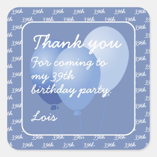 Dank u - om het even welk patroon van het Aantal v Vierkante Sticker (Voorkant)