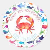 Dank u onder het Zee Regenboog Waterverf Vis Ronde Sticker (Voorkant)