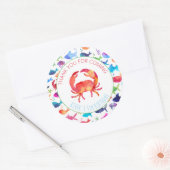 Dank u onder het Zee Regenboog Waterverf Vis Ronde Sticker (Envelop)