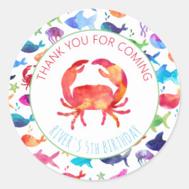 Dank u onder het Zee Regenboog Waterverf Vis Ronde Sticker