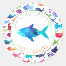 Dank u onder het Zee Regenboog Waterverf Vis Ronde Sticker