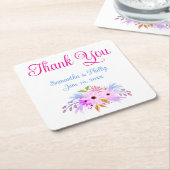 Dank u onderzetter bruiloft gunst (Schuin)