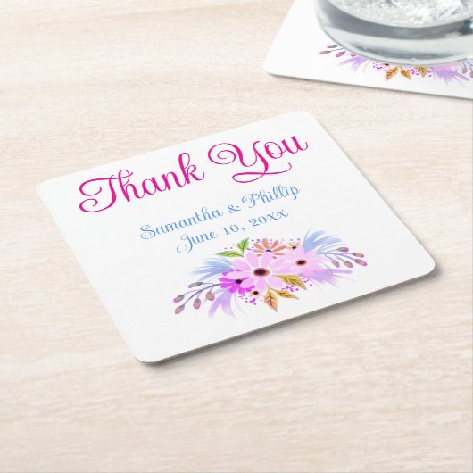 Dank u onderzetter bruiloft gunst (Schuin)