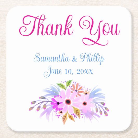 Dank u onderzetter bruiloft gunst (Voorkant)