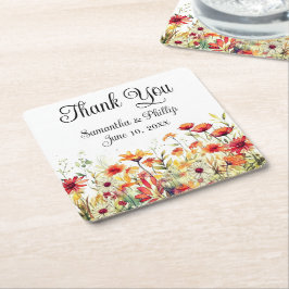 Dank u onderzetter bruiloft gunst bloemenpracht