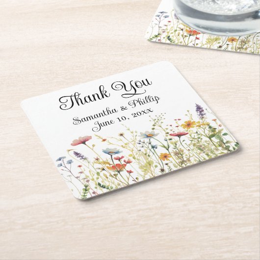 Dank u onderzetter bruiloft gunst bloemenpracht (Schuin)