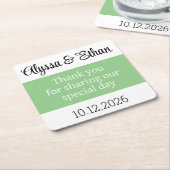 Dank u onderzetter bruiloft gunst groen minimalist (Schuin)