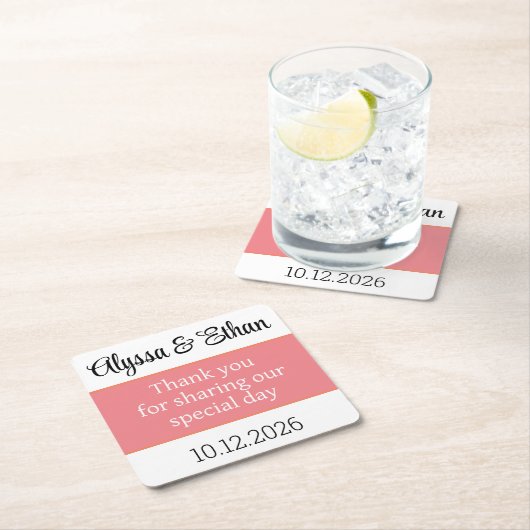 Dank u onderzetter bruiloft gunst groen minimalist (Insitu)