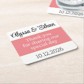 Dank u onderzetter bruiloft gunst groen minimalist (Schuin)