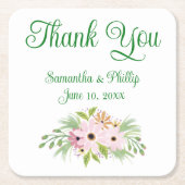 Dank u onderzetter bruiloft gunst groene boom (Voorkant)