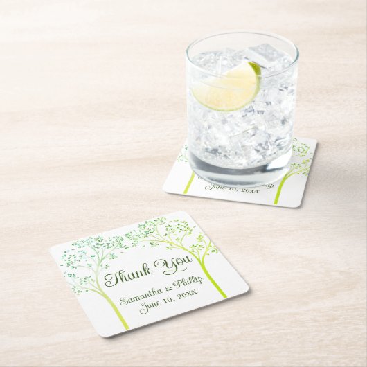 Dank u onderzetter bruiloft gunst groene boom (Insitu)