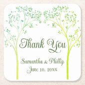 Dank u onderzetter bruiloft gunst groene boom (Voorkant)