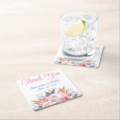 Dank u onderzetter bruiloft gunst roze blauw (Insitu)