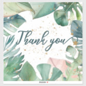 Dank u ontwerp met tropische bladeren gouden glitt sticker (Vel)