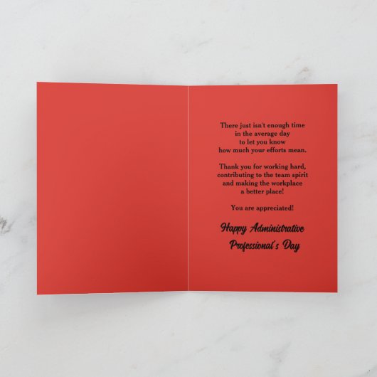 Dank u op de dag van de Administratieve Beroeps Bedankkaart (Binnen)