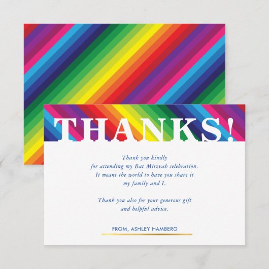 DANK U OPMERKING heldere gewaagde kleurrijke regen RSVP Kaartje (Voorkant / Achterkant)