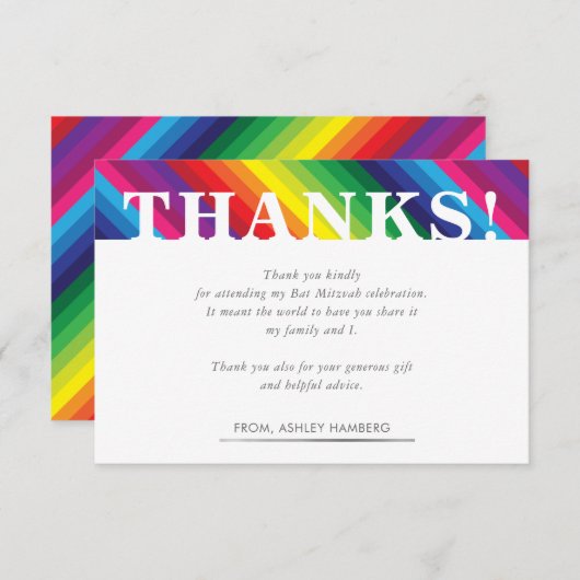 DANK U OPMERKING heldere gewaagde kleurrijke regen RSVP Kaartje (Voorkant / Achterkant)