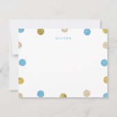 Dank u, Opmerking: Light Blue en Gold Glitter Notitiekaartje (Voorkant)