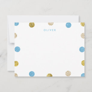 Dank u, Opmerking: Light Blue en Gold Glitter Notitiekaartje