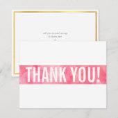 DANK U OPMERKING modern vet blok koraal roze goud Bedankkaart (Voorkant / Achterkant)