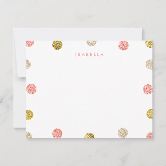 Dank u, Opmerking, Roze en Gold Glitter Notitiekaartje (Voorkant)