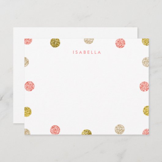 Dank u, Opmerking, Roze en Gold Glitter Notitiekaartje (Voorkant / Achterkant)