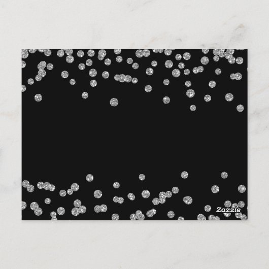 Dank u opmerking Silver Faux Glitter Confetti Zwar Briefkaart (Achterkant)