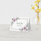 Dank u, opmerkingen | Mauve Rozen Floral Elegant Kaart (Gele Bloem)