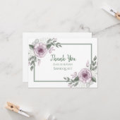 Dank u, opmerkingen | Mauve Rozen Floral Elegant Kaart (Voorkant / Achterkant in situ)