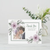 Dank u, opmerkingen | Mauve Rozen Floral Foto Kaart (Staand voorkant)