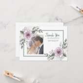 Dank u, opmerkingen | Mauve Rozen Floral Foto Kaart (Voorkant / Achterkant in situ)