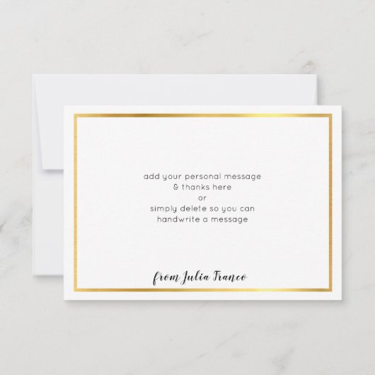DANK U OPMERKT handmatig geschreven gouden script Kaart (Achterkant)
