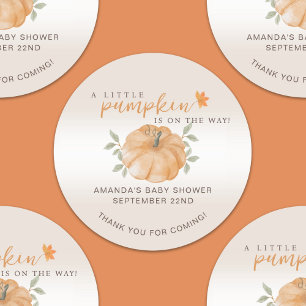 Dank u Oranje kleine pompoen Herfst Baby shower Ronde Sticker