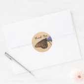 Dank u Oranje Monarch Bloemen Foto Vlinder Ronde Sticker (Envelop)