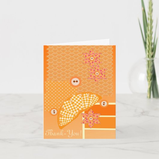 Dank u Oranje Patchwork Decoratieve Scrapbook Bedankkaart (Voorkant)