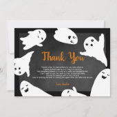 Dank u oranje zwarte Halloween spook baby shower Bedankkaart (Voorkant)