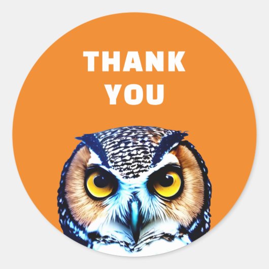 DANK U OWL RONDE STICKER (Voorkant)