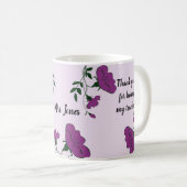 Dank u Paars Floral-waardering voor docent Koffiemok (Voorkant rechts)