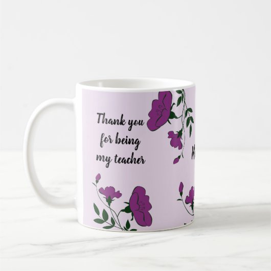 Dank u Paars Floral-waardering voor docent Koffiemok (Links)