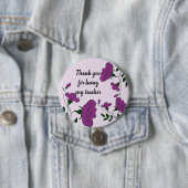 Dank u Paars Floral-waardering voor docent Ronde Button 7,6 Cm (In situ)