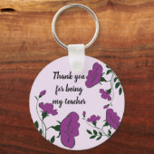 Dank u Paars Floral-waardering voor docent Sleutelhanger (Voorkant)