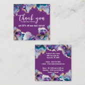 Dank u Paarse Abstracte elegante zaken Vierkante Visitekaartje (Voorkant / Achterkant)