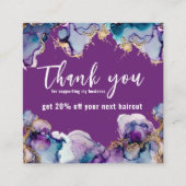 Dank u Paarse Abstracte elegante zaken Vierkante Visitekaartje (Voorkant)