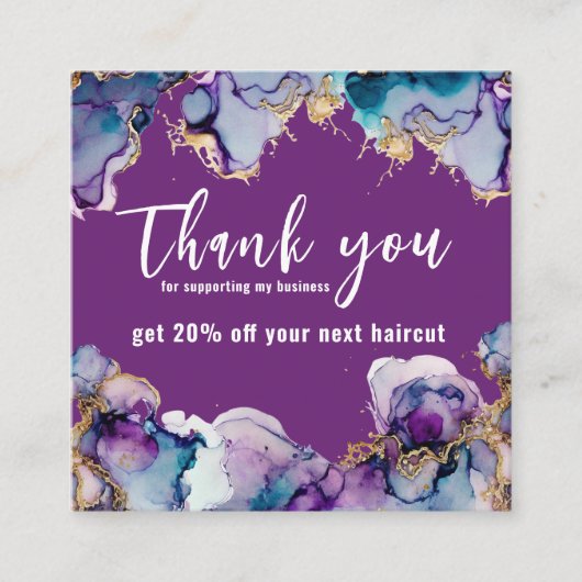 Dank u Paarse Abstracte elegante zaken Vierkante Visitekaartje (Voorkant)