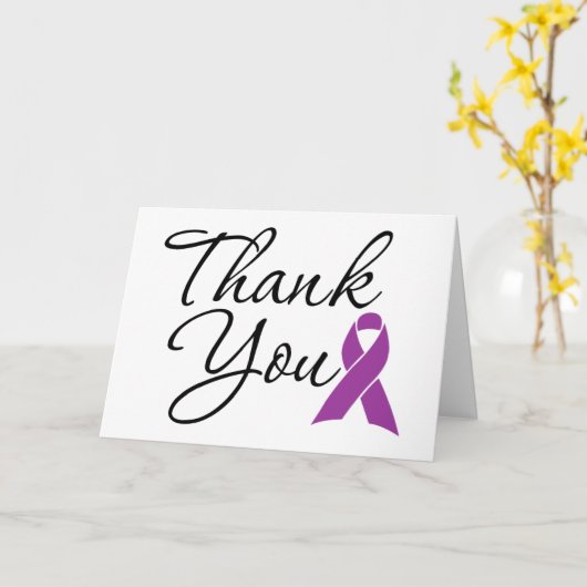 Dank u Paarse Awareness Ribbon Kaart (Gele Bloem)