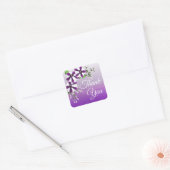 Dank u Paarse Bloemen Petunia Vierkante Sticker (Envelop)
